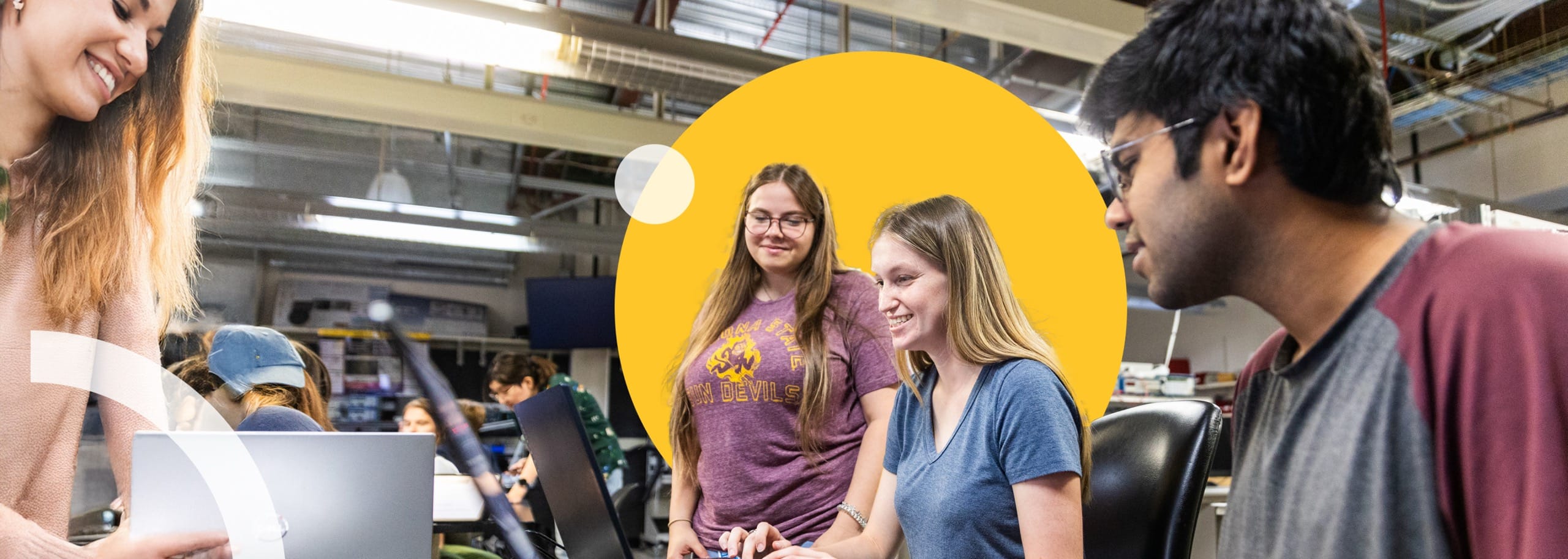 ASU students working together in a classroom