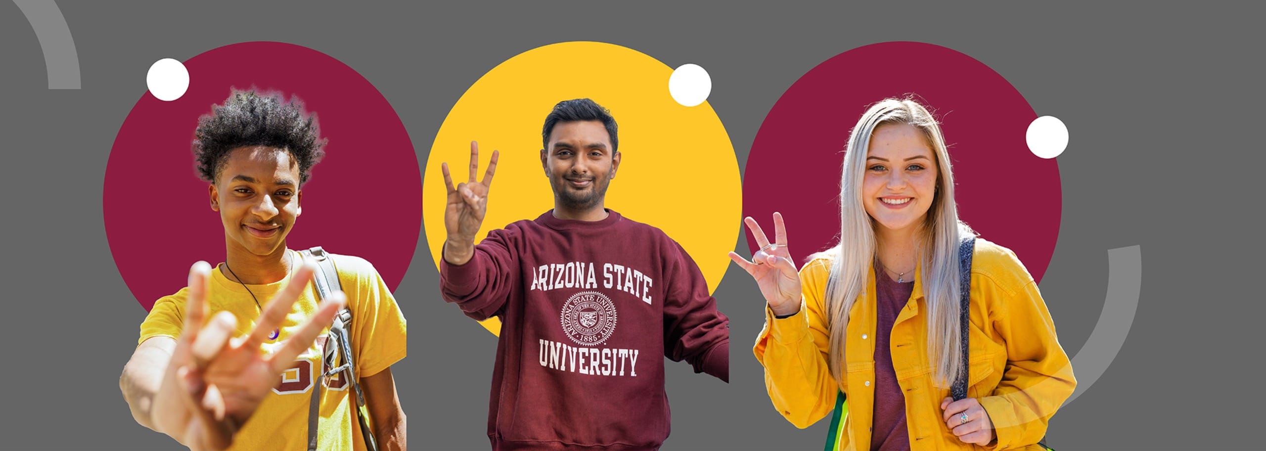 Three ASU students showing school spirit